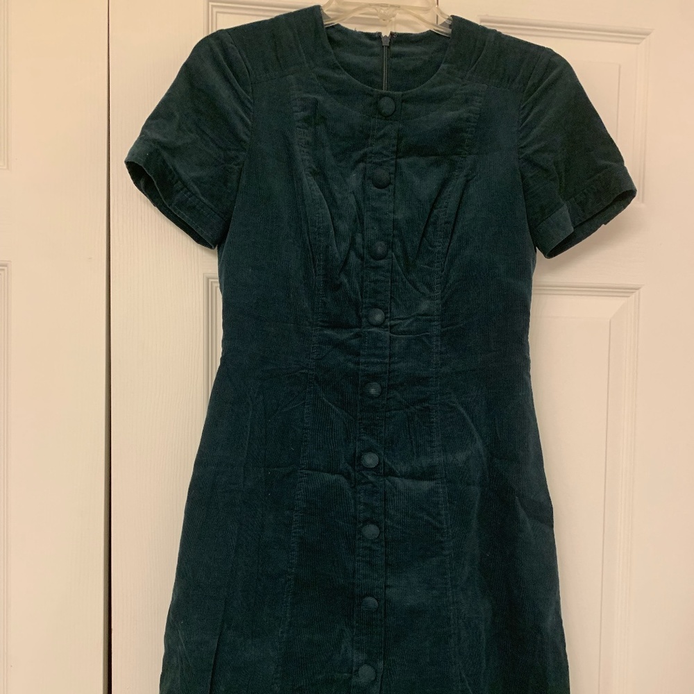Green Corduroy Mini Dress, Size 2
